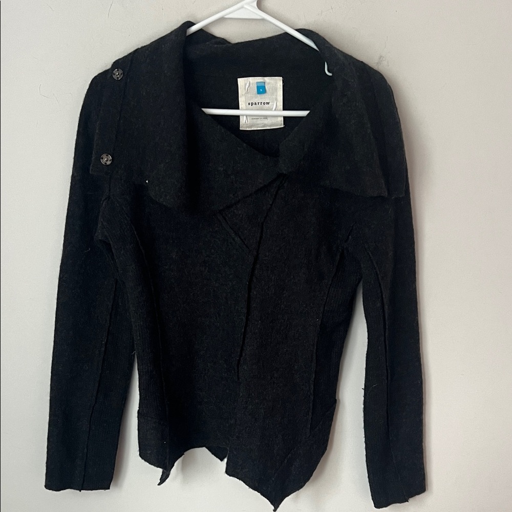 Anthropologie Sparrow wool blend asymmetrical drape cardigan, size small #